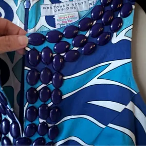 Gretchen Scott Beaded Dress Sz S Blue Sleeveless Sheath thumbnail 3