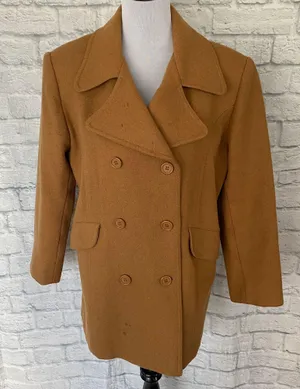 women 6 wool blend fully lined button up pea coat w/front pockets thumbnail 1