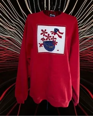 Retro Jerzees Patriotic Grandma Sweatshirt Red White & Blue Size Large thumbnail 1