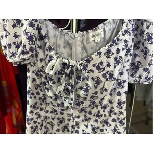 NEW Puff Sleeve High Split Maxi Dress Floral M thumbnail 7