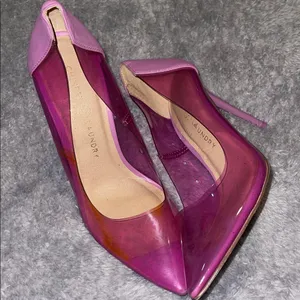 CHINESE LAUNDRY Darling Pink Purple Clear Vinyl Pointed Toe Stiletto Pumps Heels thumbnail 1