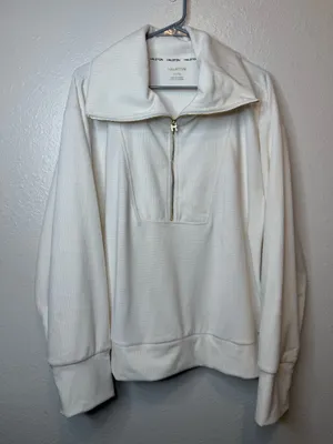 Halston Half Zip High Collar Ribbed Pullover Gold Hardware Size XXL Preppy Luxe thumbnail 1