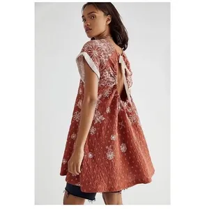 Free People Sundress Size S Cotton Embroidered Back Cut Out Boho Summer Sunny thumbnail 6