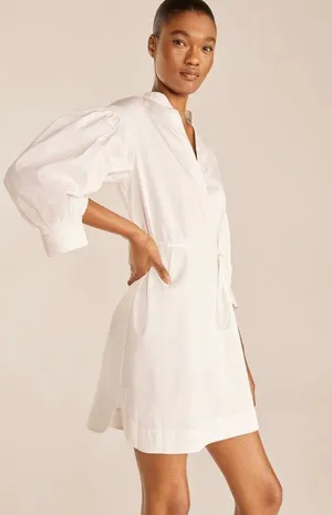 Rebecca Taylor 3/4 Sleeve Twill Belted Dress Milk Womens Size Small thumbnail 10