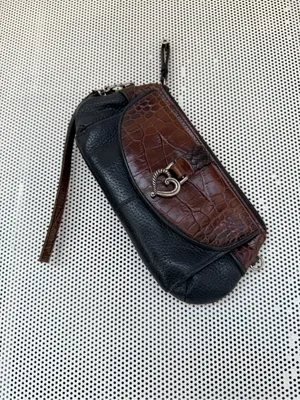 Vtg y2k Brighton Brown and Black Leather croc embossed Wristlet Clutch thumbnail 6