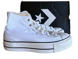 Converse Chuck Taylor All Star Hi Lift White Platform Shoe Size 10 #B1447 thumbnail 1