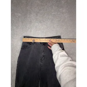 Rollas Jeans Womens 28 Black Denim Original High Rise Straight Distressed thumbnail 10