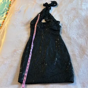 NWOT black sequined halter bodycon mini dress size 0 prom cocktail party dress thumbnail 10