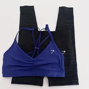 Gymshark S Adapt Marl Seamless Leggings & Ruched Strappy Sports Bra Set thumbnail 1