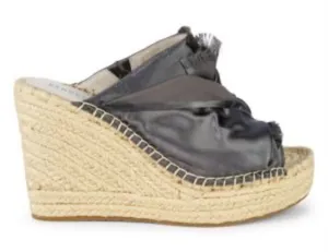 Kenneth Cole Gunmetal Grey Satin Espadrilles Wedge‎ Sandals Size 7.5M. B83 thumbnail 1