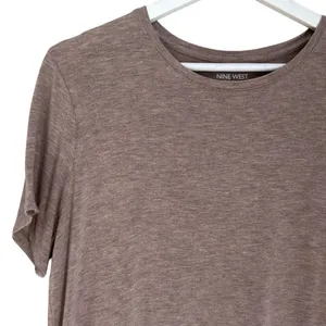 Beige Brown Soft Spun Short Sleeve Basic Crewneck Tee Womens Large Nine West Top thumbnail 2