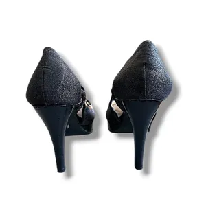 G by Guess Platform Pumps Womens‎ Black Good Glitter Peep Toe Heels Size 7.5 thumbnail 4