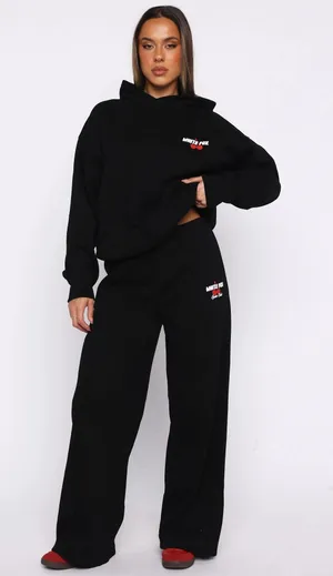White fox boutique Club 14 Cassie cherry sport logo black Wide Leg Sweatpants ❤️ thumbnail 2