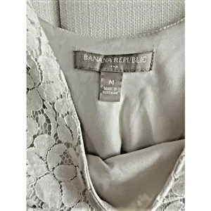 Banana‎ Republic Medium Womens Lace Tank Top Ivory Scoop Neck Cottagecore thumbnail 5