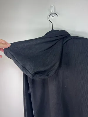 All In Favor Waffle Knit Hoodie Shirt Black Kangaroo Pocket Thermal Basic NEW M thumbnail 11