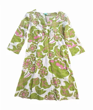 Boden Tunic Dress Sz 4 Floral 100% Linen 3/4 Sleeve Womens Tropical #JJJ15-2 thumbnail 1