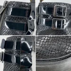 Dr. Martens Caitlin Black Reptile Snakeskin Wedge Buckles Ankle Boots Size 6 thumbnail 13