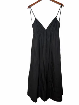 Commense Black Coastal Cowgirl Maxi Cotton Dress XL Deep V Open Back Western thumbnail 4