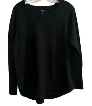 APT. 9 Women’s‎ metallic Shimmer Black Crew Neck Pullover Sweater Long Sleeve thumbnail 1