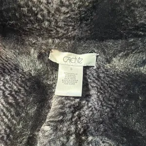Cache Brown Faux Fur Trim Moto Jacket Size S Wool Blend Rib Knit Snakeskin Textu thumbnail 7