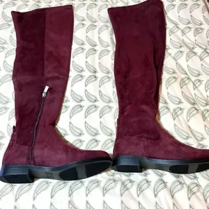 Kenneth Cole Reaction Windy Faux Suede Over Knee High Boot Deep Burgundy NIB thumbnail 6