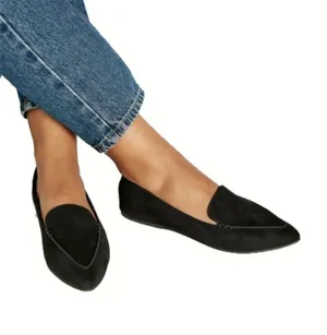 JustFab Campbell Black Faux-suede Slip On Loafer Women's Size 5.5 thumbnail 1