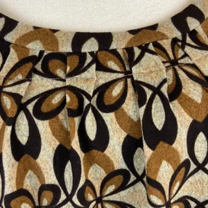 Funky People Tan Brown and Black Puff Sleeve Elastic Waist Floral Top Size XL thumbnail 4