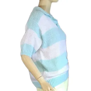 Vintage 1980'S Jason Maxwell Blue And White Striped Sweater (L) thumbnail 5