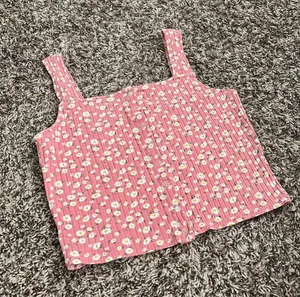 Forever 21 Pink Floral Cropped Tank Top thumbnail 1