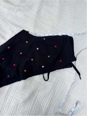 Women's P. J. Salvage Black Jogger Pants Multicolor Embroidered Stars Size XS thumbnail 5