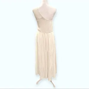 ZESICA One Shoulder Smocked Boho White Midi Dress - Size 2XL - Tiered Hem thumbnail 3