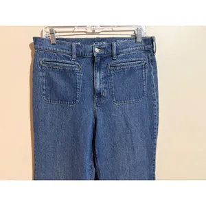 J.Crew 96 Flare Jeans 29 Blue NEW High Rise Patch Pocket RE-96-IDG thumbnail 11