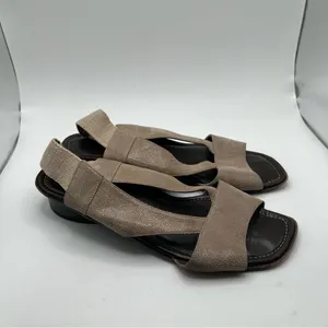 Brunate brown suede Sandals IT 37 US 7 Italian Designer Heels Dress VTG thumbnail 5