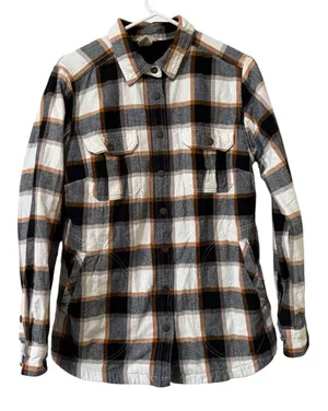 Duluth Trading‎ Co Women Sz Medium Long Sleeve Snap Button Flannel Shirt Country thumbnail 1