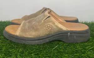 Ariat Women’s Leather Suede Slide Sandals Size 6B Brown Comfort Mule Western thumbnail 1