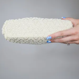 Vintage 60s White Hand Made Beaded Purse - Made in Hong Kong thumbnail 7