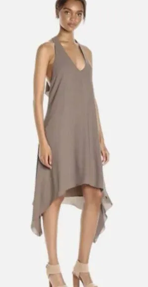 BCBG MAXAZRIA Spanish Moss Halter Asymettrical Open Back Chiffon Dress (NWT) thumbnail 1