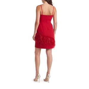 Sam Edelman Red Feather Hem Sheath Dress NWT Size 0 Dance‎ Prom Party Homecoming thumbnail 2