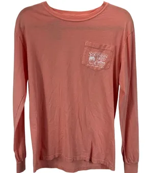 Southern Fried Cotton Shirt Womens Small Pink Long Sleeve Cow Graphic Tee thumbnail 1