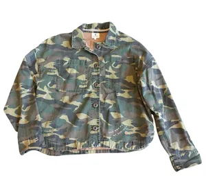 Sundry Button-Down Camo Jacket Shacket Layering 100% Cotton Streetwear Sz Large thumbnail 1