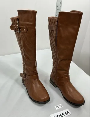 Woman’s Excellent Condition Forever Quilted Knee High Riding Boots 10 Tan thumbnail 1