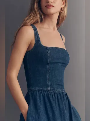 Reformation Janu Denim Midi Dress 10 thumbnail 4