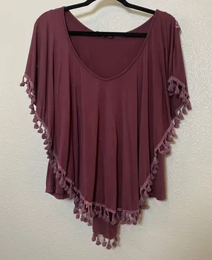 POL Fringe Top Small Crochet Bohemian Boho Whimsigoth Witchy Hippie Draped thumbnail 1