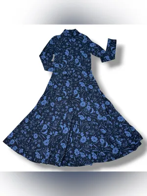 Loft Floral Snowflake Mock Neck Long Sleeve Maxi Dress Blue XS Winter Chic Boho thumbnail 13