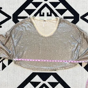 Free People Champagne Dreams Mini Sequin Dolman Sleeve Top XS thumbnail 10
