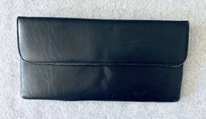 Vintage Black Leather Clutch Purse 1950s 60s made in England Rikes Dayton Ohio thumbnail 1