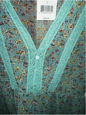 Eyelash Couture Boho Fairy Floral V-Neck Top Lace Trim Prairie Coquette XL NWT thumbnail 4