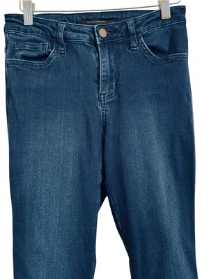 Flying Monkey High Rise Flare Jeans Women’s Size 25 Dark Wash Raw Hem Stretch thumbnail 2