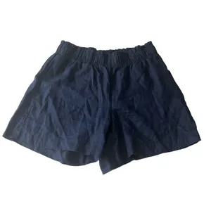 Quince Women's 100% European Linen High Waisted Shorts Deep Navy Size L thumbnail 2