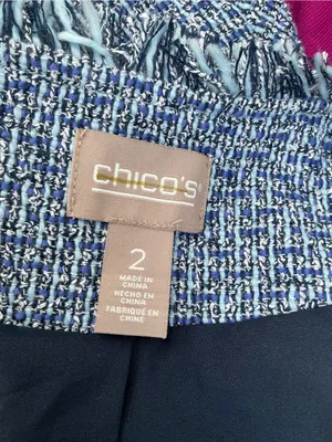 Chico's Light Blue Tweed Fringe-Trim Blazer🦋 thumbnail 6
